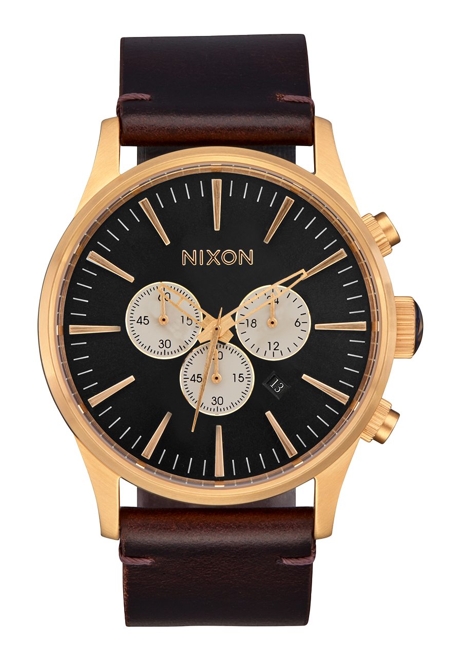 Sentry Chrono Leather - Gold / Indigo / Brown View 1