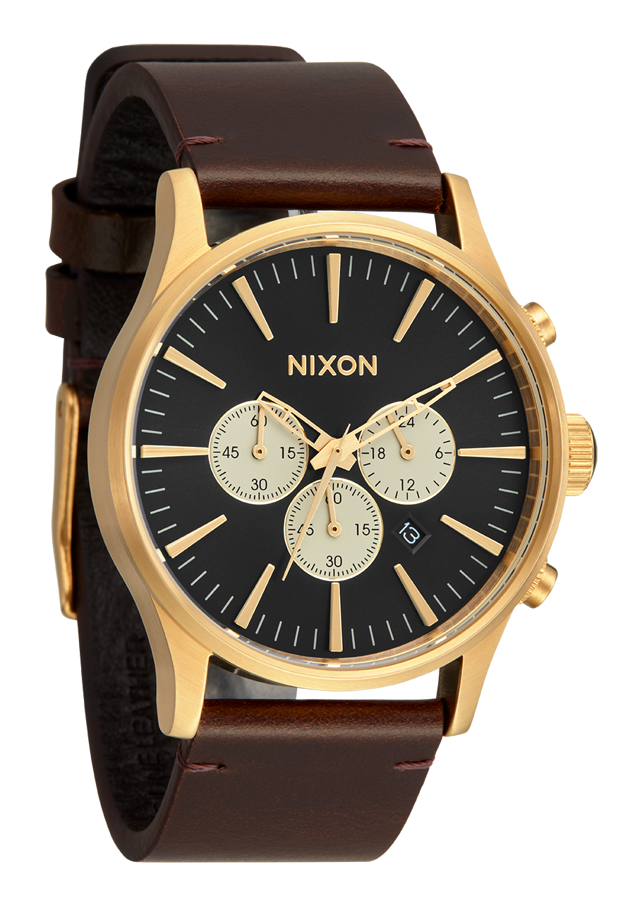 Sentry Chrono Leather - Gold / Indigo / Brown View 2