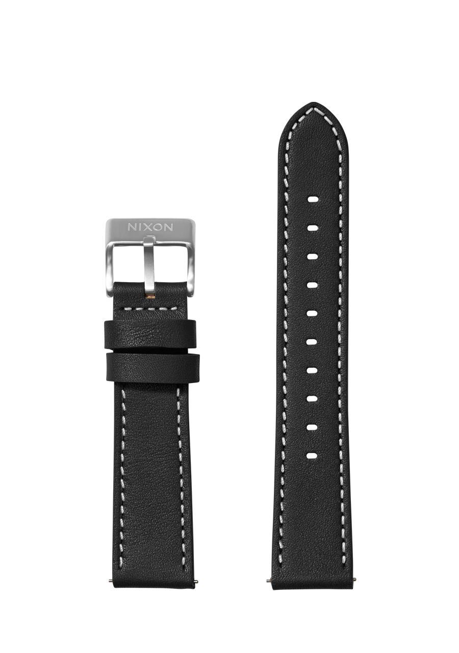 23mm Stitched Leather Band - Nero View 1