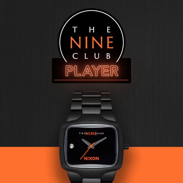 Promotional gif for the Nixon and Nine Club special edition Player watch