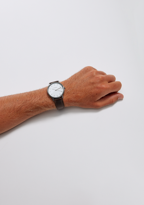 Porter Leather - Gunmetal / White / Brown