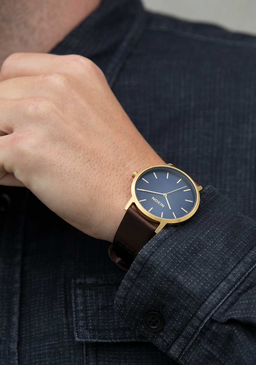 Porter Leather - Navy / Marrone
