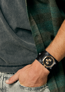 Time Teller Chrono Pelle - Argento / Oro rosa / Nero View 9