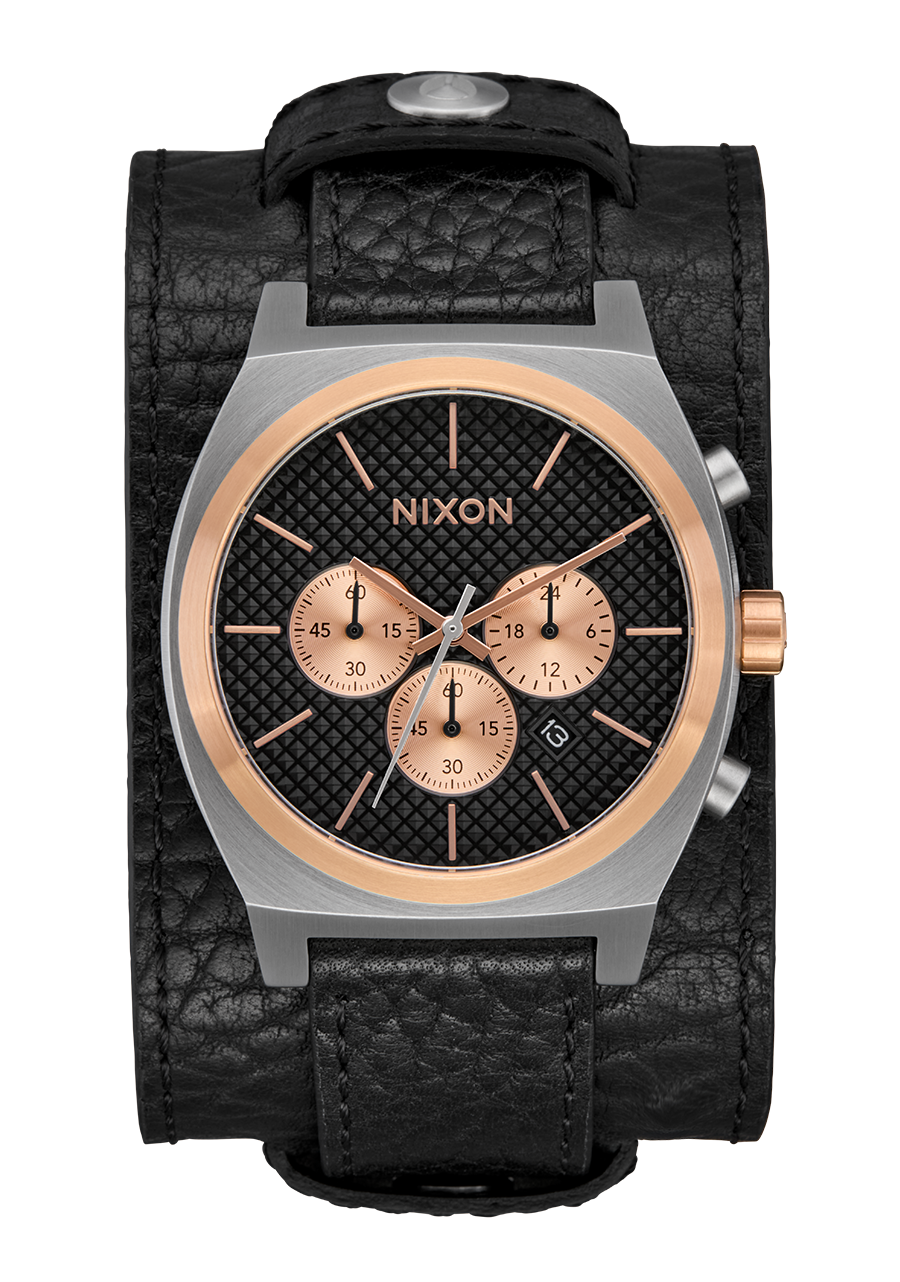 Time Teller Chrono Pelle - Argento / Oro rosa / Nero View 1