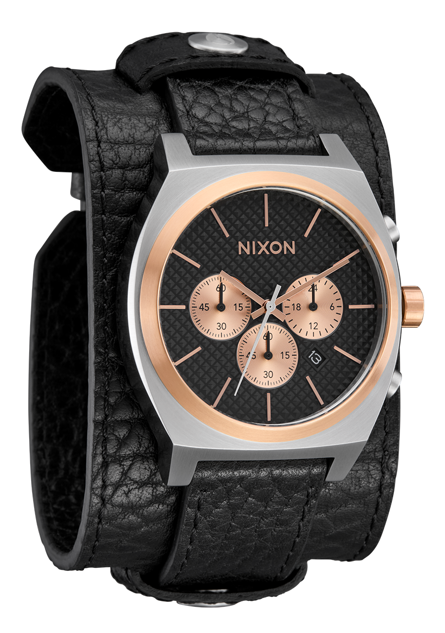Time Teller Chrono Pelle - Argento / Oro rosa / Nero View 2