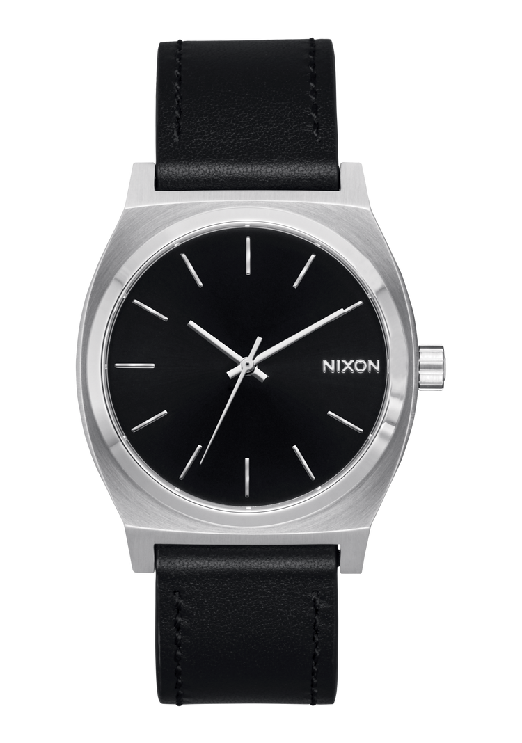 Time Teller Leather - Argento / Nero