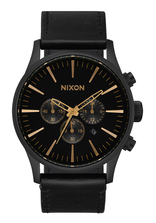 Sentry Chrono Leather - Nero opaco / oro / nero