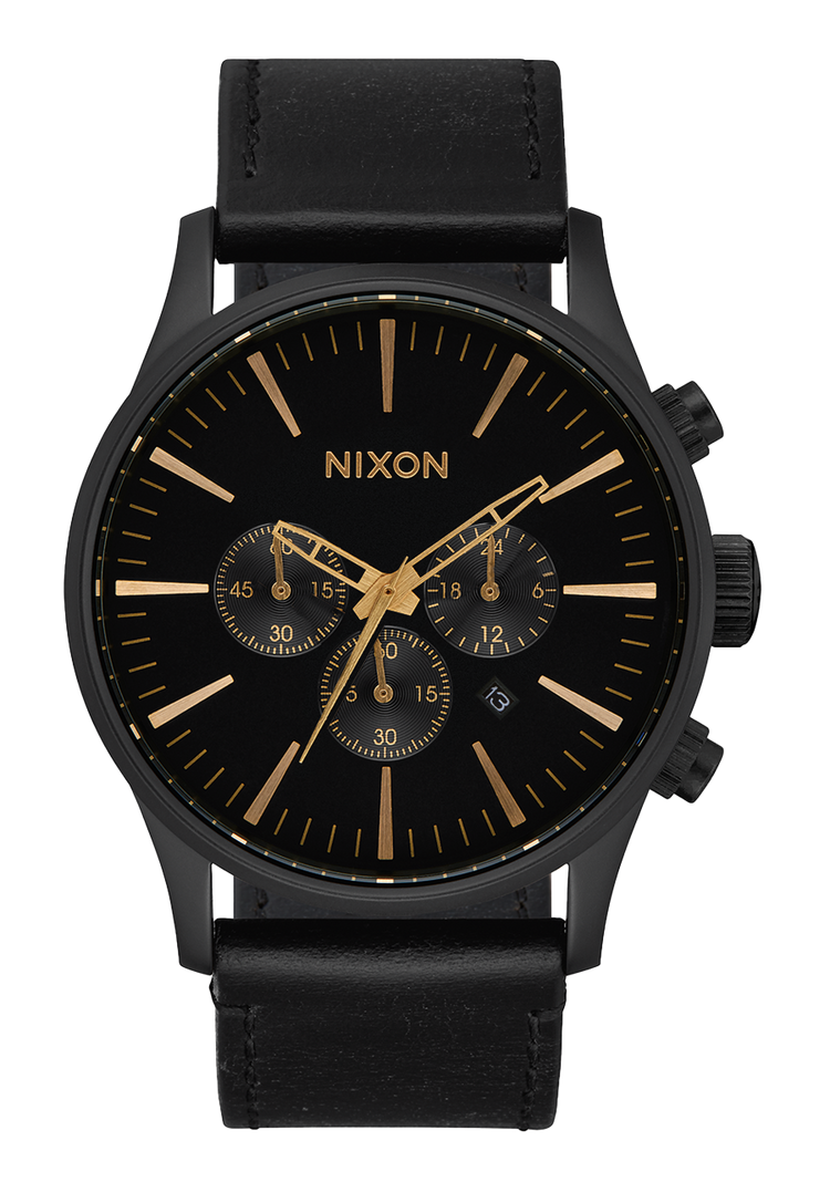 Sentry Chrono Leather - Nero opaco / Oro / Nero