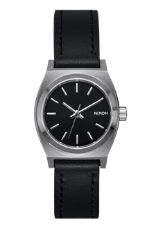 Small Time Teller Leather - Argento / nero