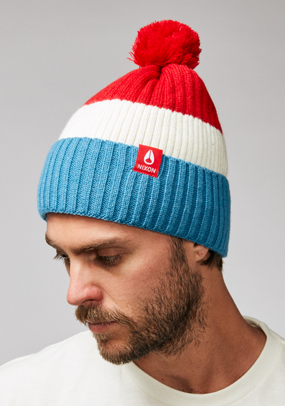 Schrader Pom Beanie - Red / Blue View 3