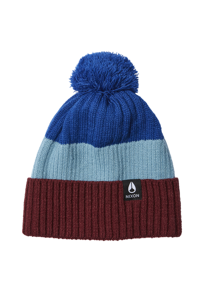 Schrader Pom Beanie - Dark Cherry / Blue View 1