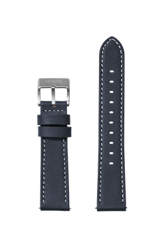 20mm Stitched Leather Band - Blu navy