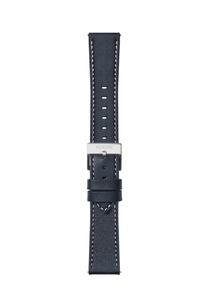 20mm Stitched Leather Band - Blu navy View 2