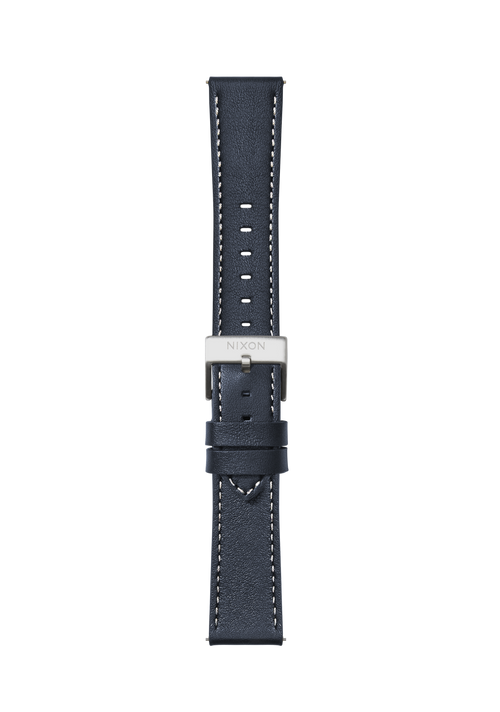 20mm Stitched Leather Band - Blu navy