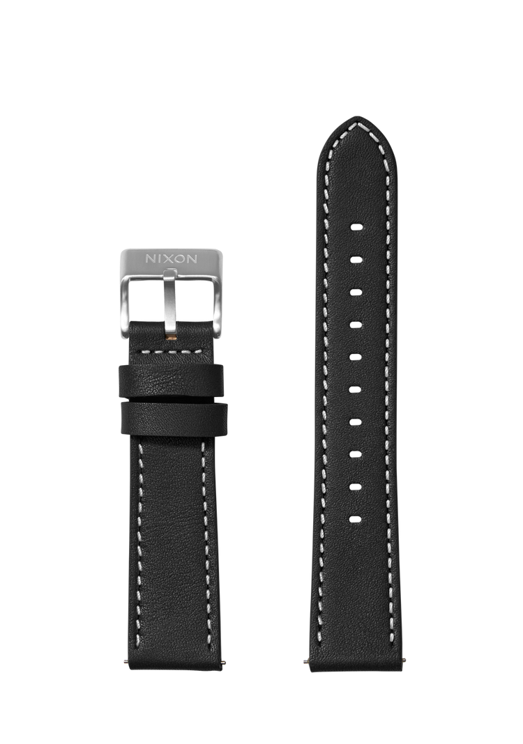 Cinturino in pelle cucita da 23 mm - Nero