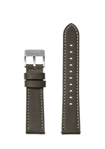 23mm Stitched Leather Band - Oliva scuro