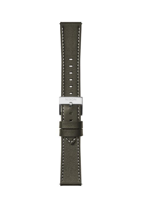 23mm Stitched Leather Band - Oliva scuro