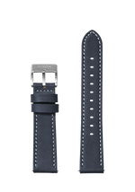 23mm Stitched Leather Band - Blu navy