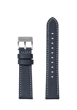 23mm Stitched Leather Band - Blu navy