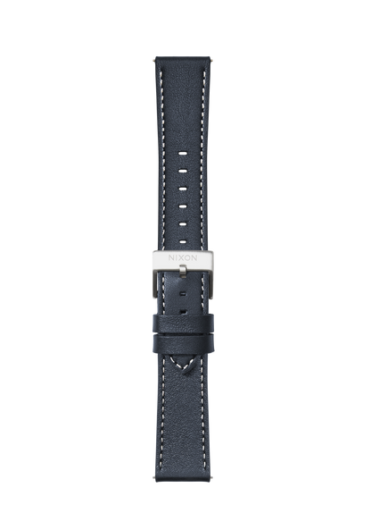 23mm Stitched Leather Band - Blu navy View 2