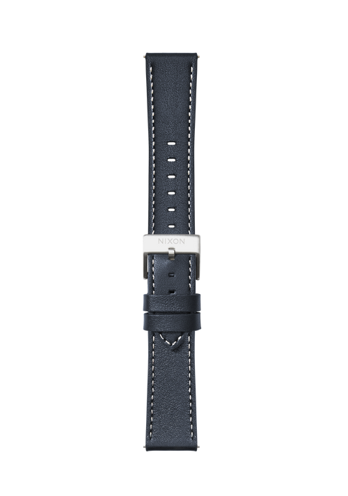 23mm Stitched Leather Band - Blu navy