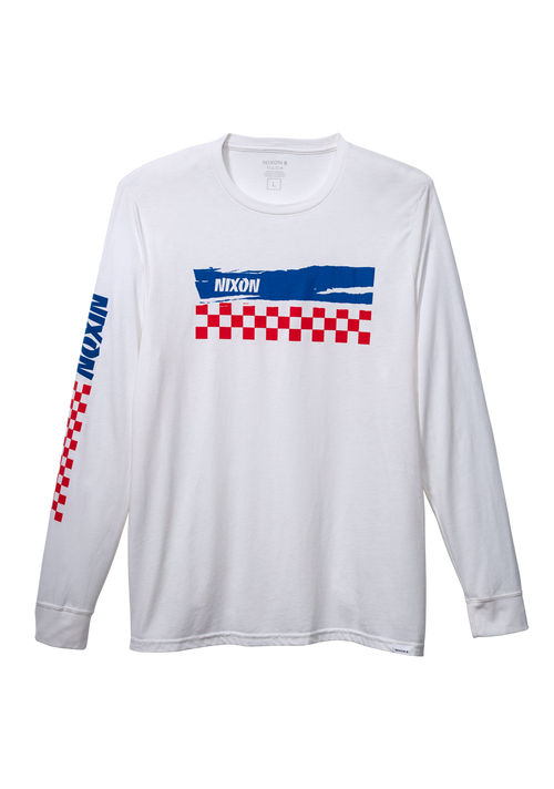 Circuit Long Sleeve Repreve® T-Shirt - Bianco / blu navy