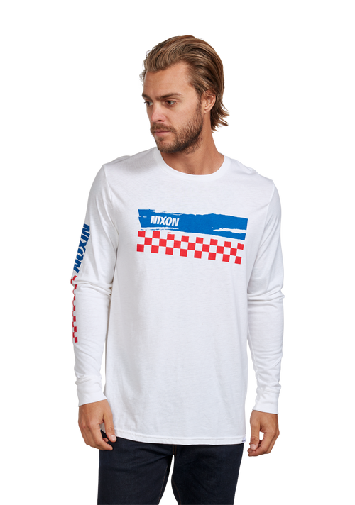 Circuit Long Sleeve Repreve® T-Shirt - Bianco / blu navy