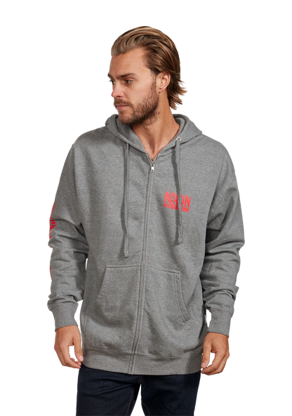 Felpa con zip Track - Grigio mélange scuro / Rosso View 3