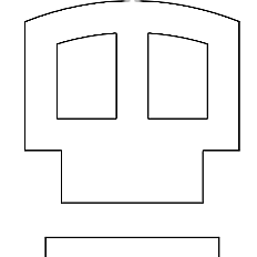 Grey buckle with two square cutouts and a rectangular base.